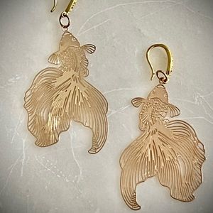 Goldfish earrings on French hooks